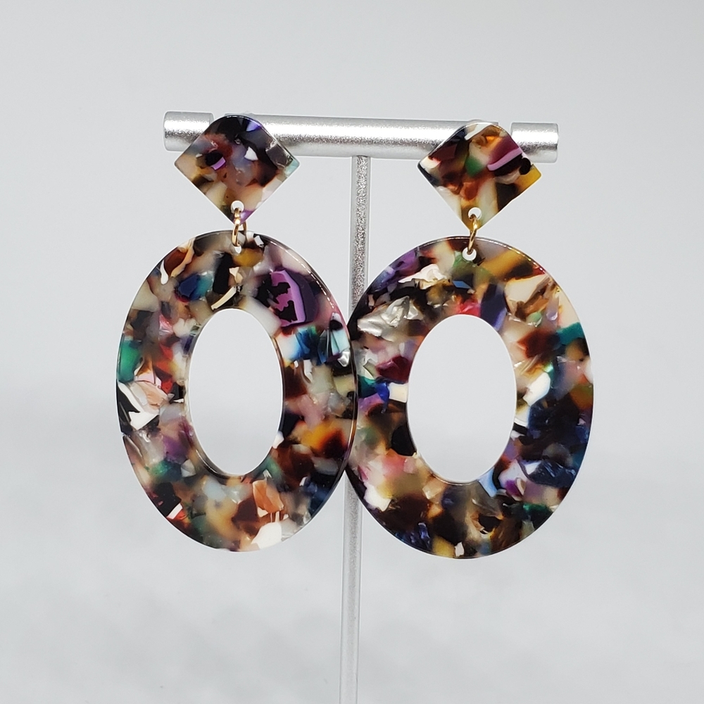 NEW Colorful Multi Colored Acrylic Drop Earrings